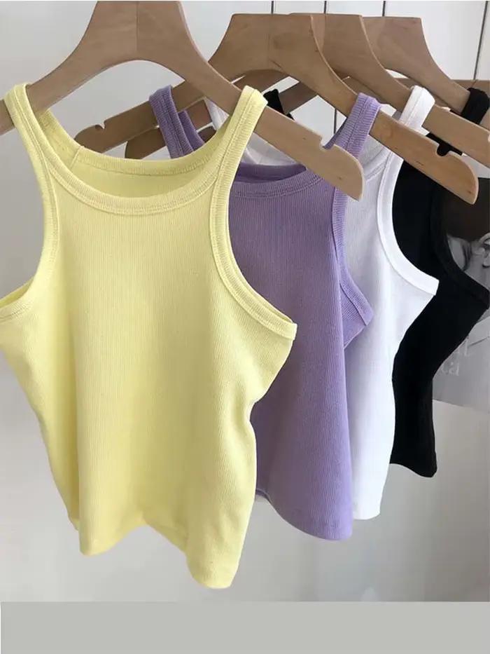 Débardeur sexy et moderne pour femmes, coton polyester, tricoté, élégant pour soirées et sorties, été 2025