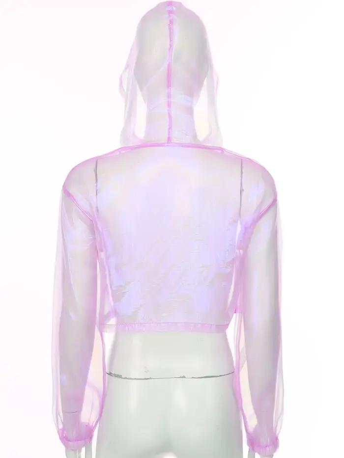 Hauts à capuche transparents scintillants pour femmes, débardeurs à manches longues sexy et club, pour pole dancing, rave party et soirées de fête
