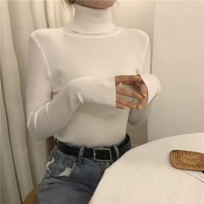 Femmes tas col roulé automne hiver pull nouvelle mode