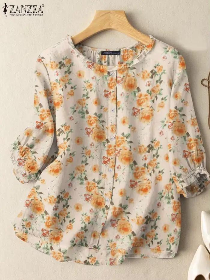 Chemisier Vintage Imprimé Floral pour Femme