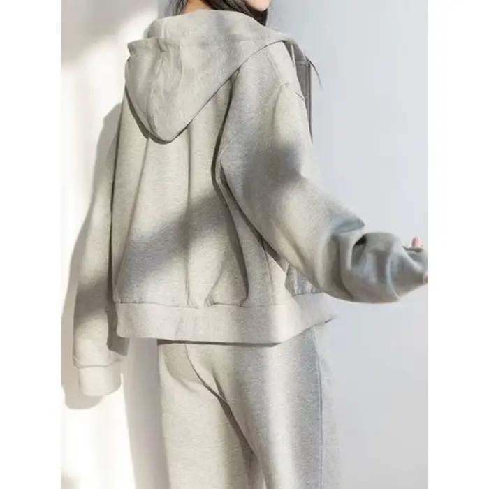 Ensemble sweat à capuche gris pour femmes