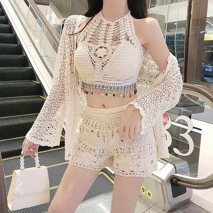 Haut court en tricot dos nu pour femme