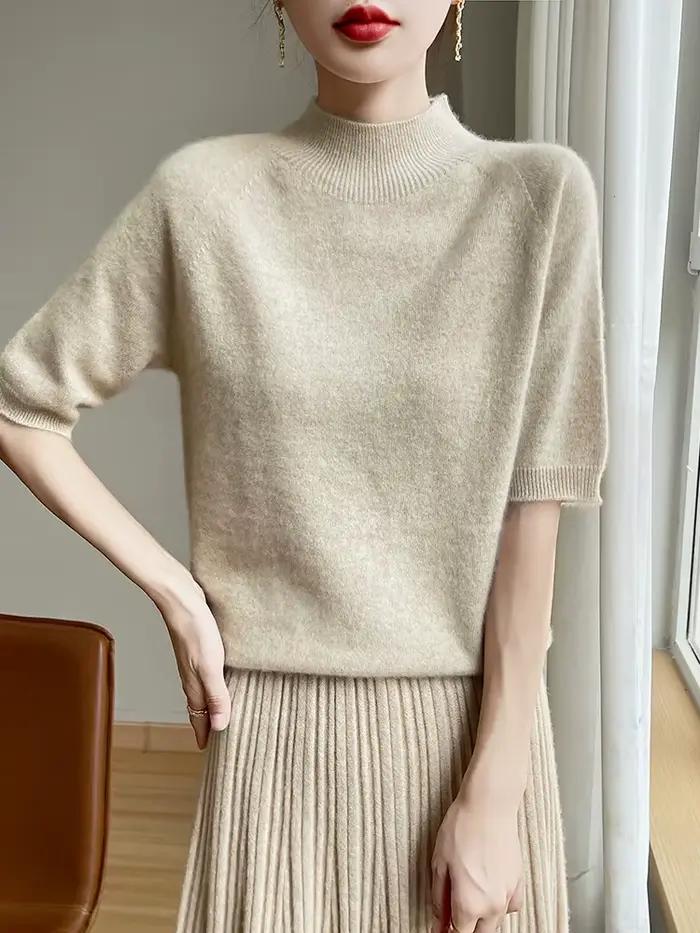 Pull en laine mérinos JENERSSICA pour femmes élégant et décontracté col montant pour occasions spéciales
