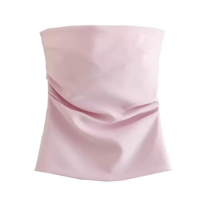 MUJER 2025 femmes bustier tubulaire blanc noir épaules nues haut court femme rose sans manches dos nu Sexy hauts