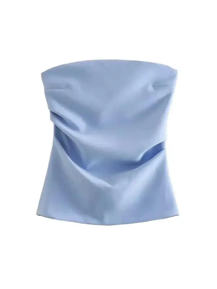 Hauts bustier drapés sans bretelles pour femmes