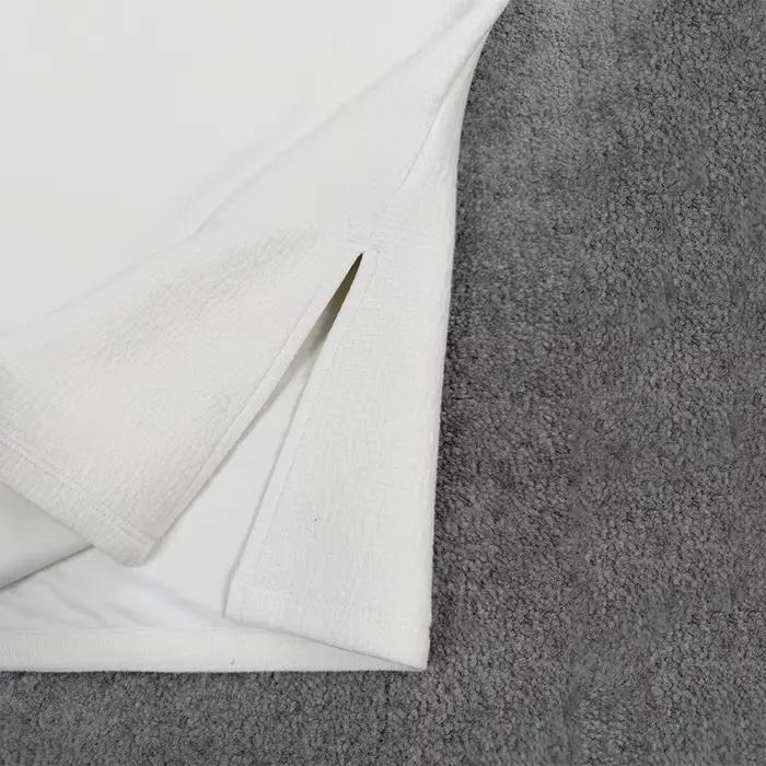 Haut court sans bretelles en coton mélange gaufré pour femme style décontracté et élégant pour le quotidien printemps été occasions spéciales comme Noël