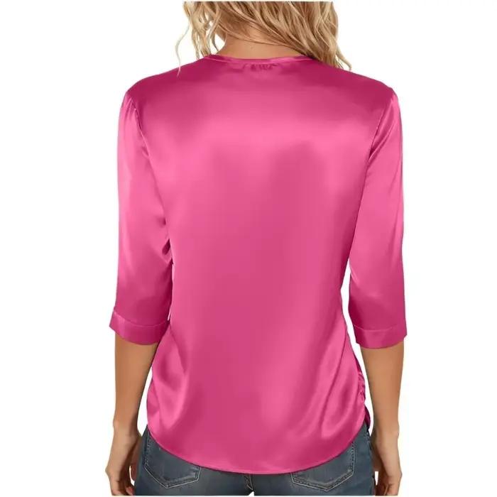 Chemisier en satin de soie imitation léger et doux pour femmes style classique occassions printemps automne