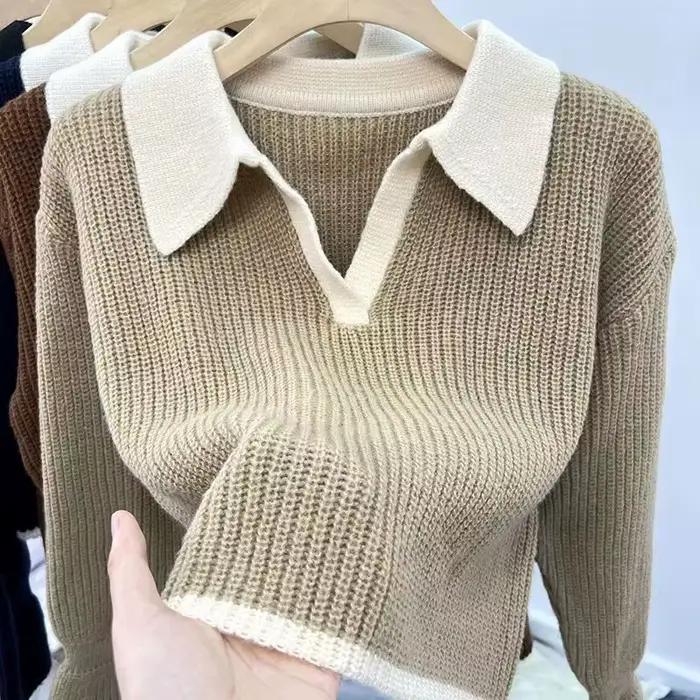 Pull tricoté automne hiver édition coréenne nouveau Style paresseux doux gluant extérieur ample petit bas haut décontracté