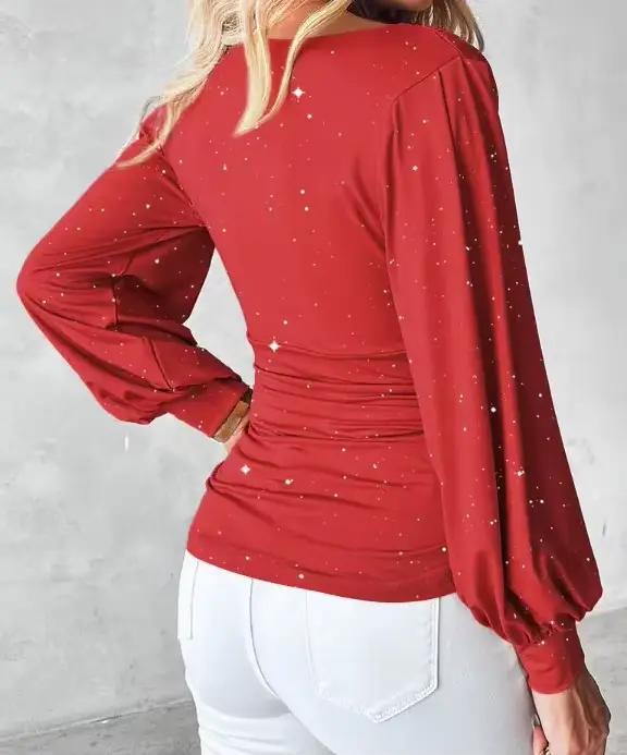 Chemisier élégant à paillettes rouges