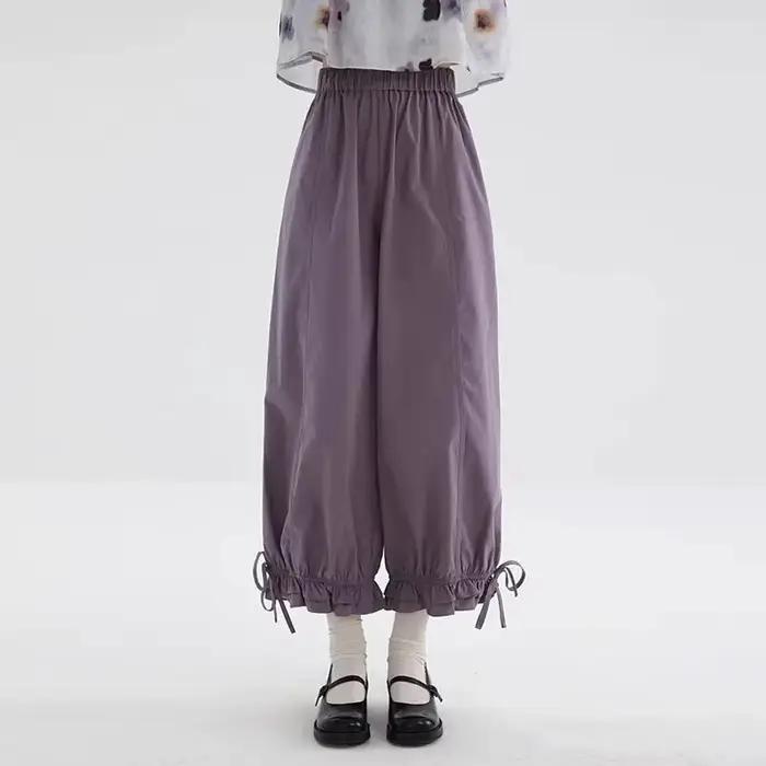 Pantalon large à taille haute noir pour femmes