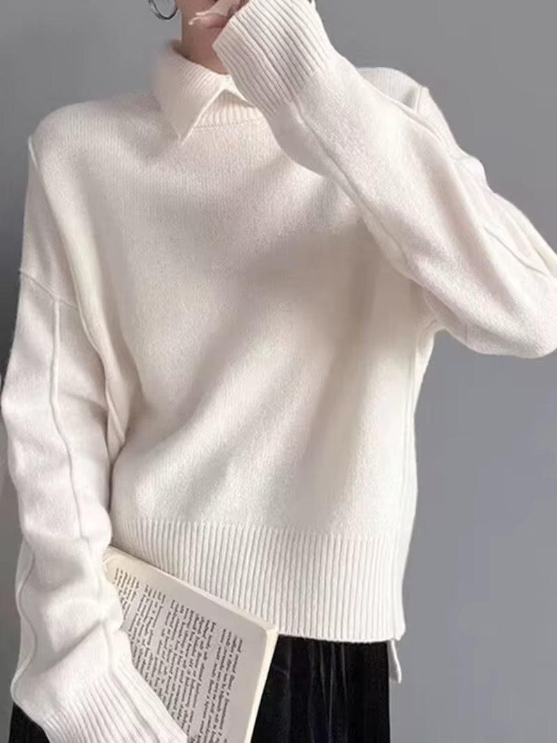 Pull tricoté à col Polo pour femme, élégant, couleur unie, doux, décontracté, bas, nouvelle collecti