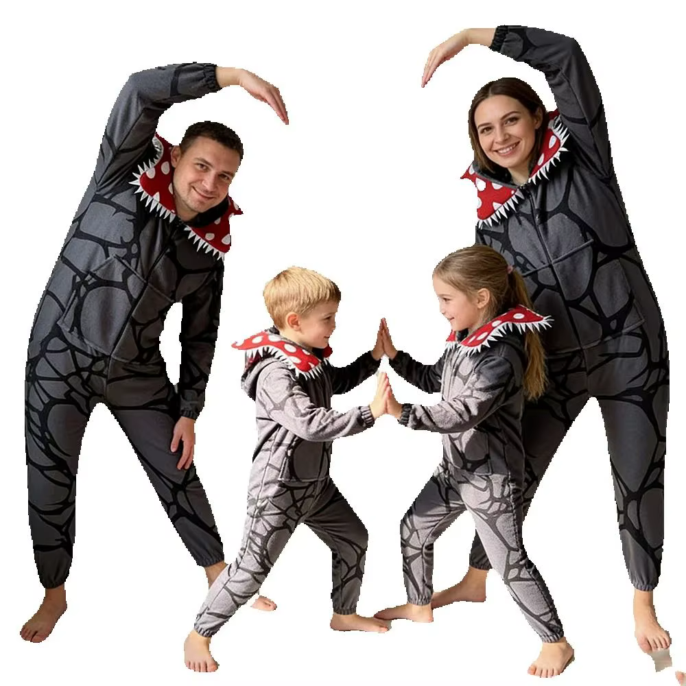 Pyjama étranger de Noël avec motif de plante Demogorgon - Combinaison adulte avec confortable, parfait pour les fêtes de vacances