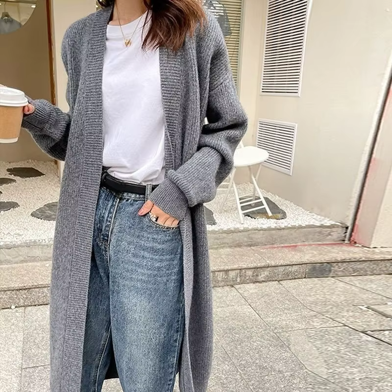 Pull tricoté femme solide vestes élégantes léger décontracté Y2k tenue de bureau automne 2025 nouveau en tricots Chic Cardigan pour femmes Long