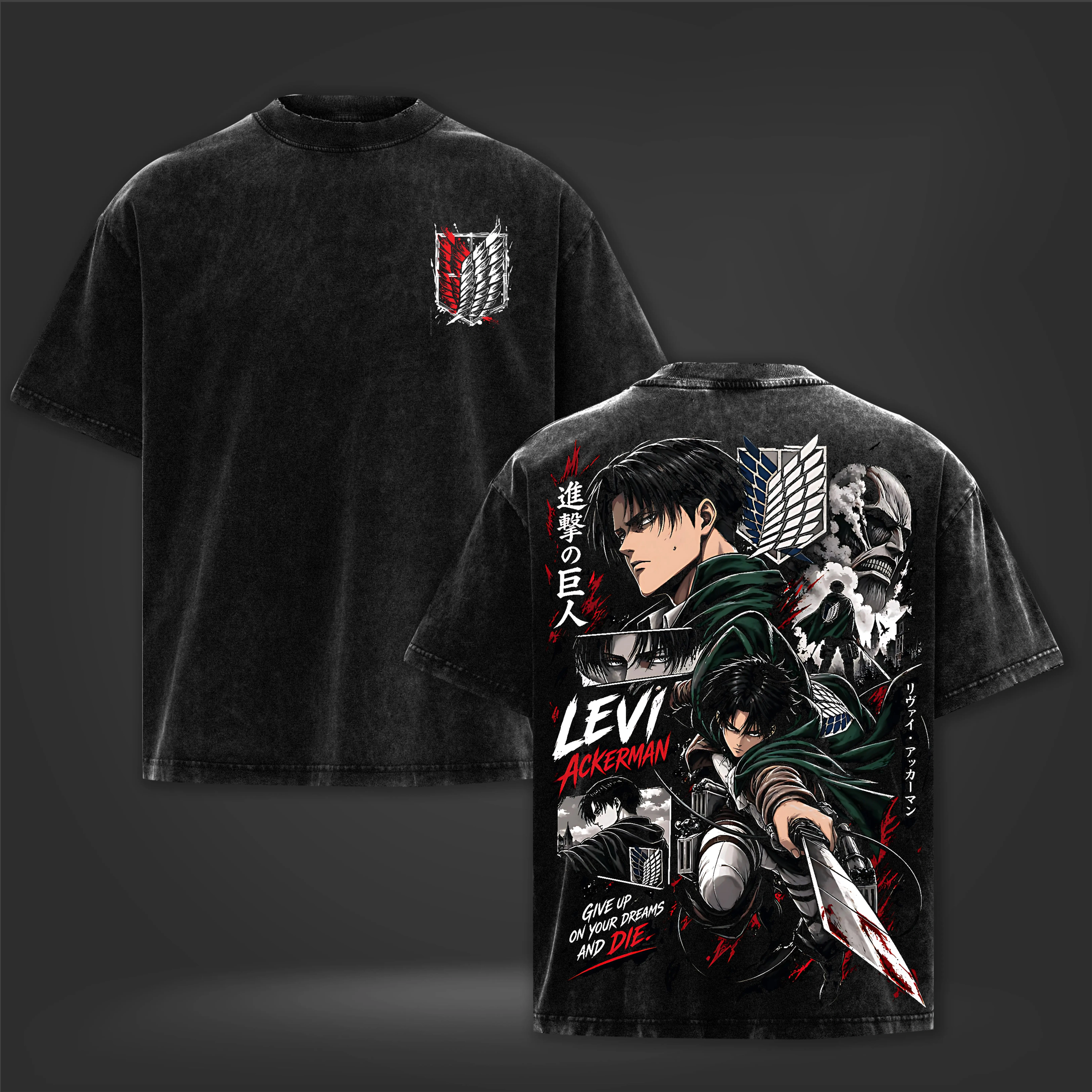 T-shirt imprimé Manga Attack On Titan Mikasa pour hommes et femmes, vêtements à manches courtes, T-shirt en coton lavé, Vintage, T-shirt d'été