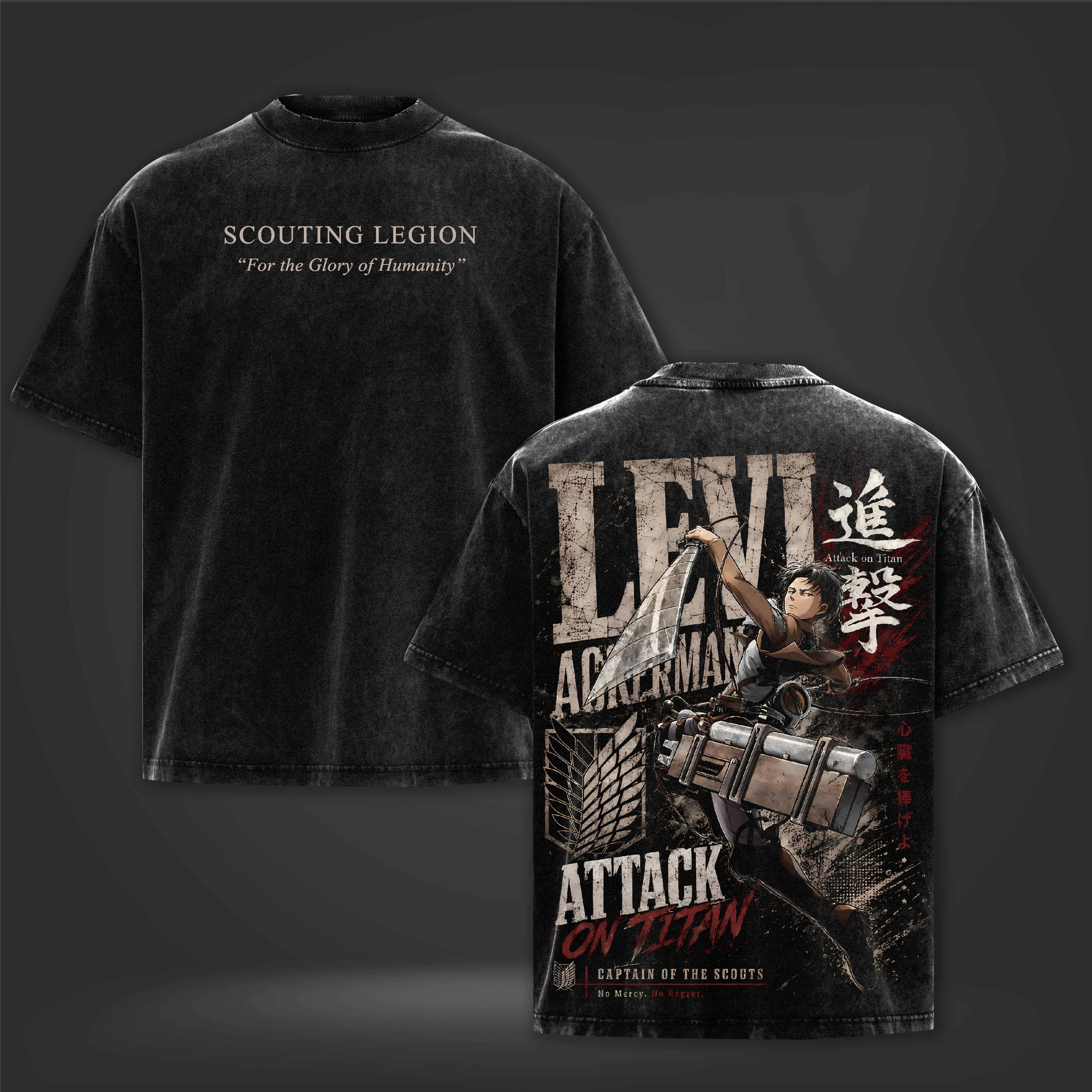 T-shirt imprimé Manga Attack On Titan Mikasa pour hommes et femmes, vêtements à manches courtes, T-shirt en coton lavé, Vintage, T-shirt d'été