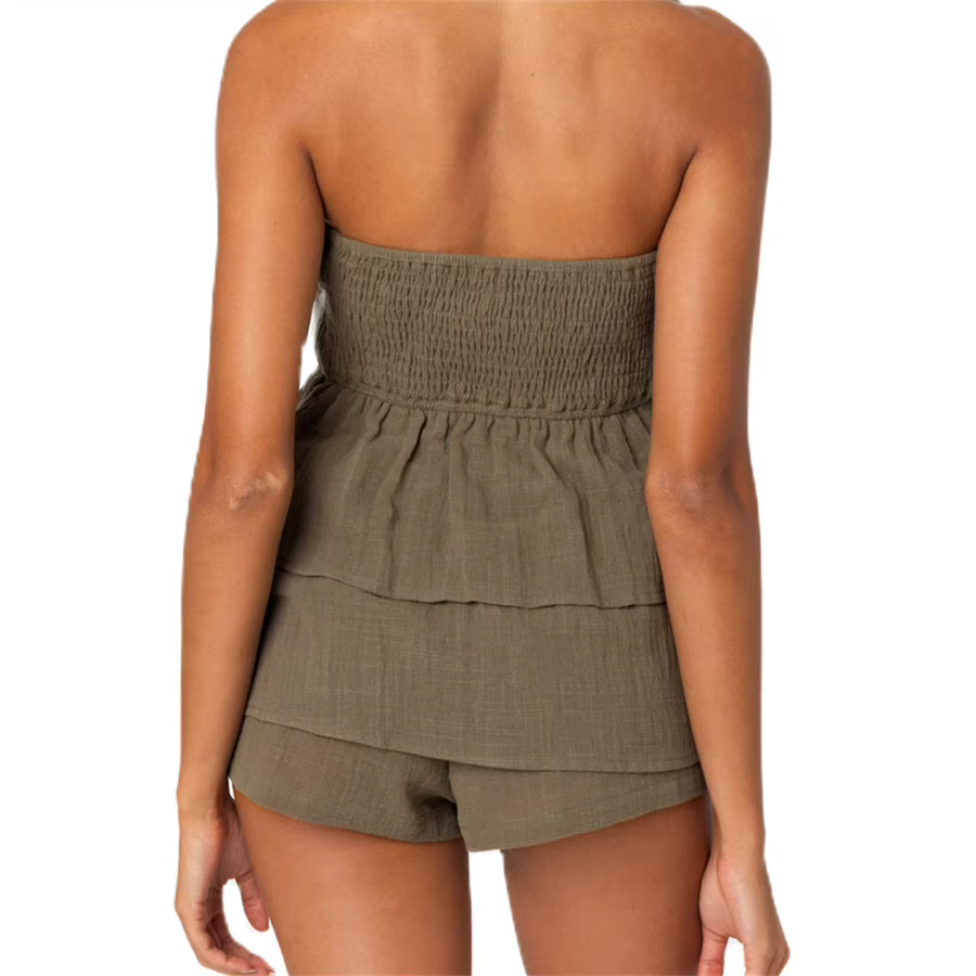 Débardeur Puloru American Retro à Volants Polyester Pour Femme Occasions Estivales