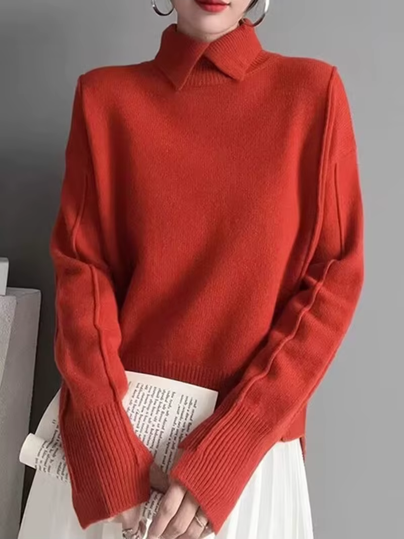Pull tricoté à col Polo pour femme, élégant, couleur unie, doux, décontracté, bas, nouvelle collection automne hiver 2025