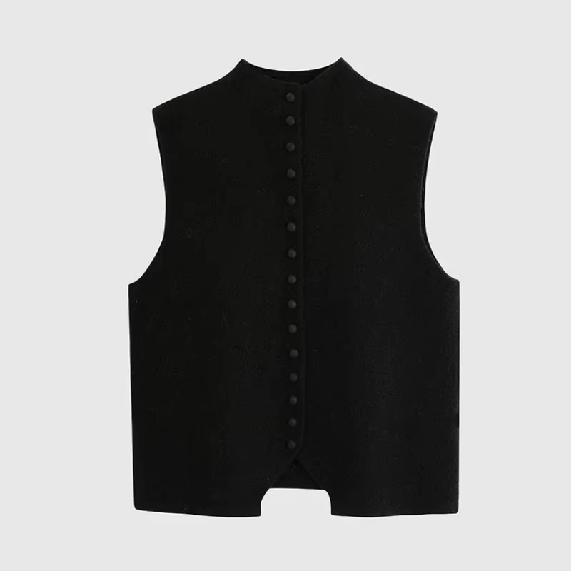 Pull élégant sans manches en tricot, simple boutonnage, gilet à boutons, Streetwear décontracté, débardeur pour dames, pull irrégulier