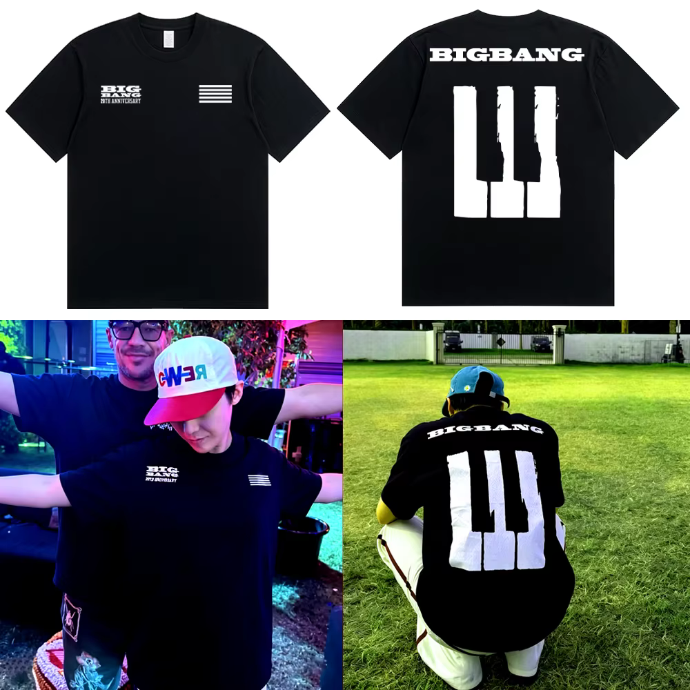 T-shirt unisexe Bigbang 20ème anniversaire 2026 – Collection été 100 % coton, coupe oversize, manches courtes, style streetwear