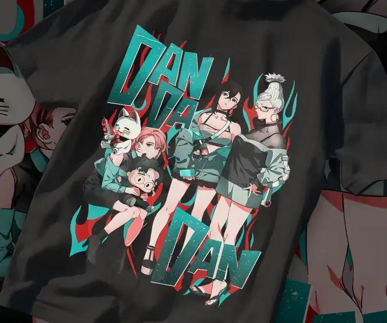 T-shirt populaire Dandadan Seiko à motif manga dégradé, en coton ample et basique, cool, pour les amateurs de manga, à porter au quotidien