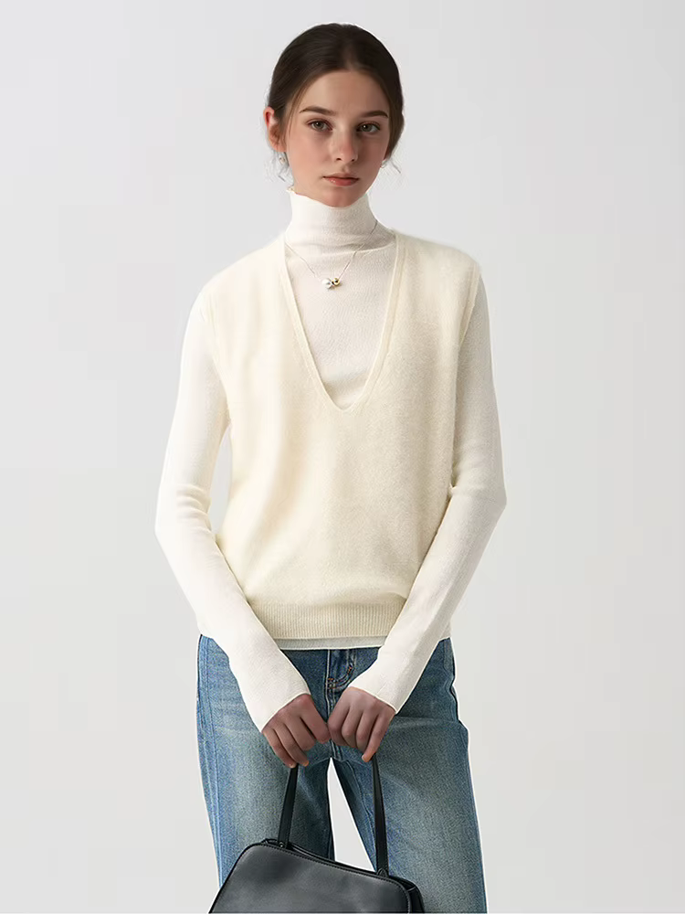 Gilet en laine polaire pour femmes, col en V, automne-hiver, mélange 4% cachemire 91% laine, hauts en tricot.