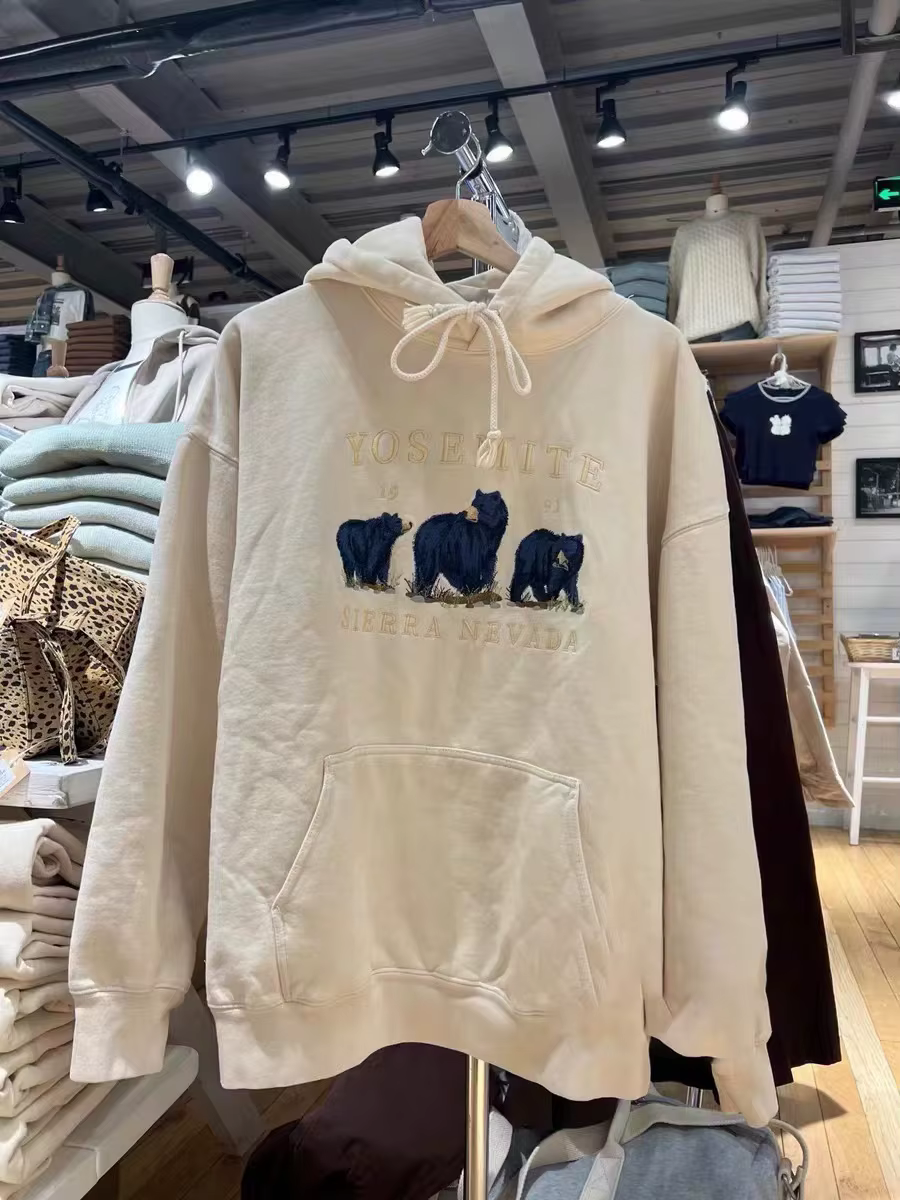 Sweats à capuche brodés trois ours pour femmes, poches à capuche vintage, sweat-shirt côtelé à manches longues, sweat à capuche femme mignon, sweat à capuche chic Y2K, printemps 2023