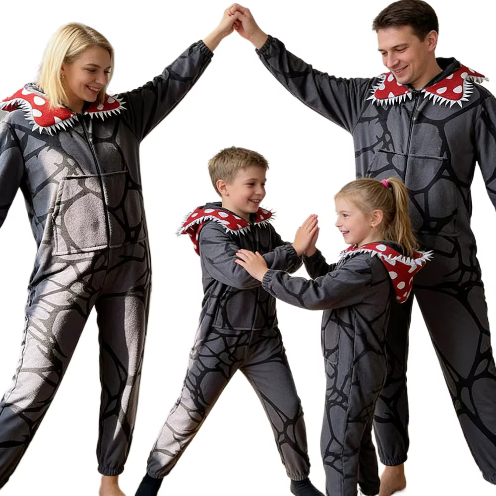 Pyjama étranger de Noël avec motif de plante Demogorgon - Combinaison adulte avec confortable, parfait pour les fêtes de vacances