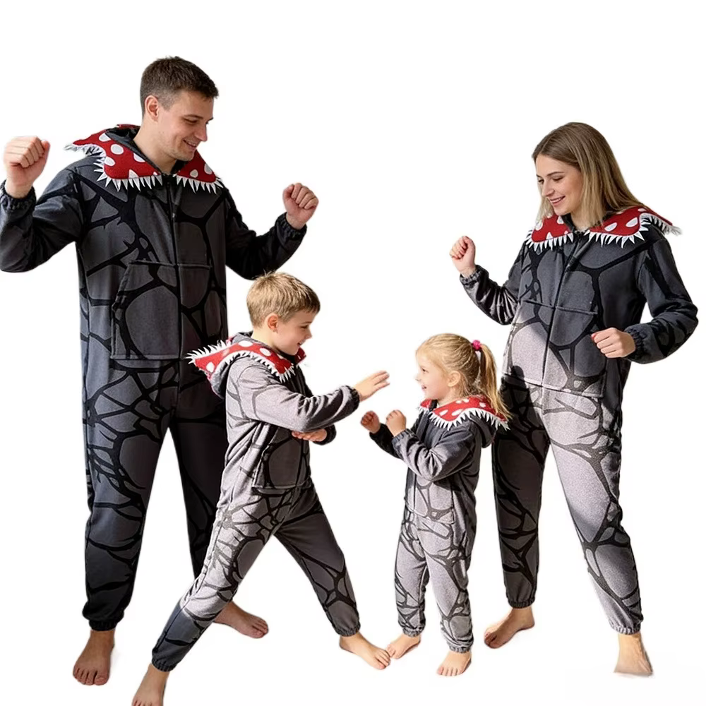 Pyjama étranger de Noël avec motif de plante Demogorgon - Combinaison adulte avec confortable, parfait pour les fêtes de vacances
