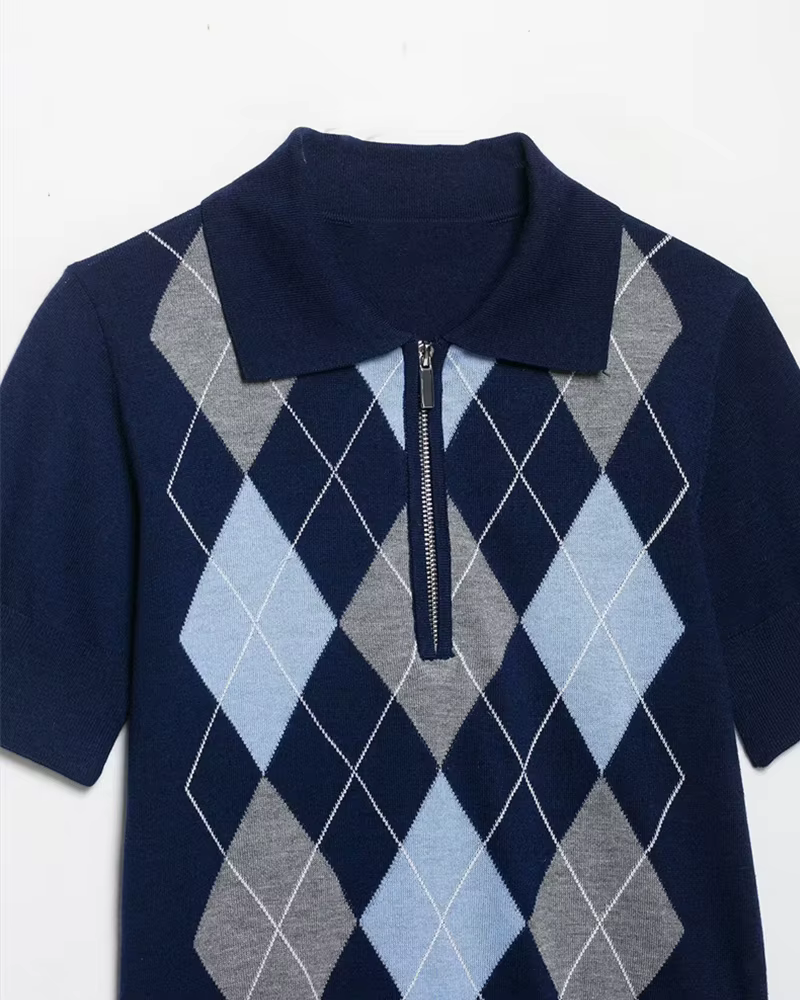 Pull en maille à motif losanges à manches longues pour femme, nouvelle collection automne-hiver 2026, pull chic et tendance pour femme