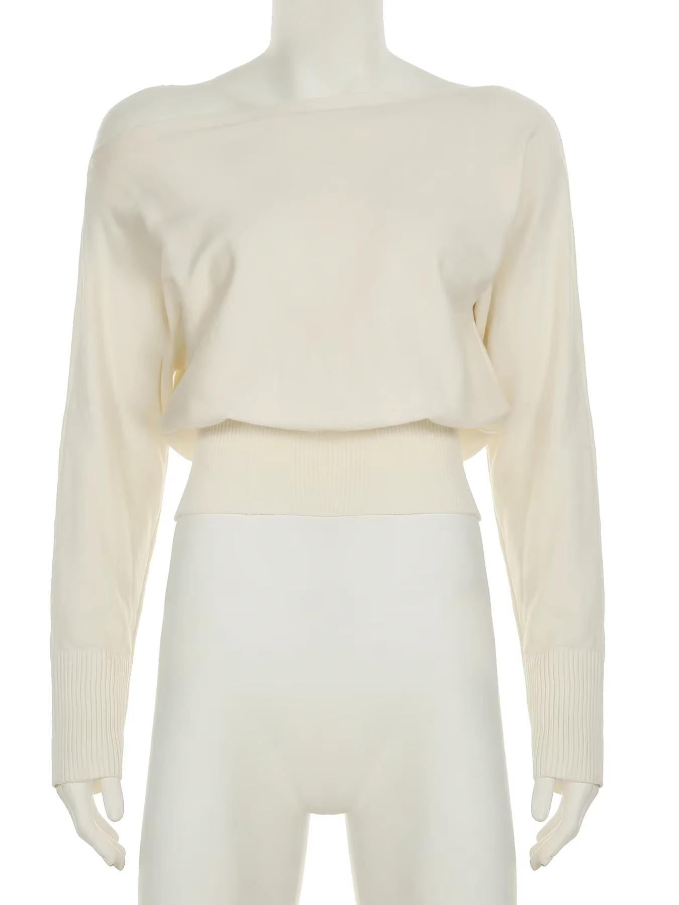 Pull en maille ample à épaules dénudées, col bateau, manches longues, pour femme, automne-hiver, mode décontractée